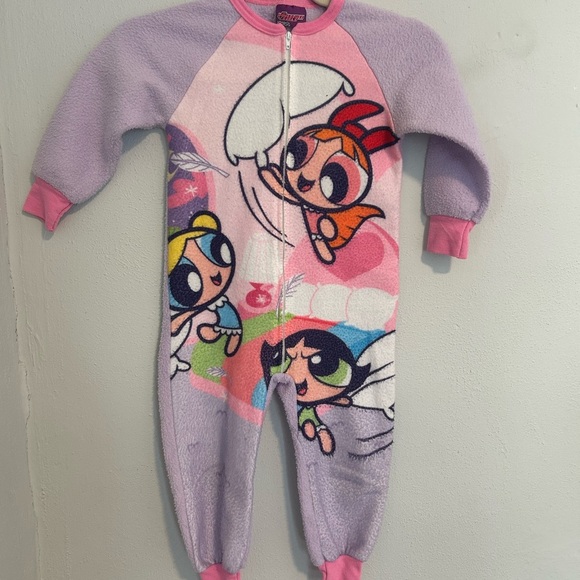90s vintage Cartoon Network Powerpuff Girls Purple and Pink Footies - Picture 1 of 4